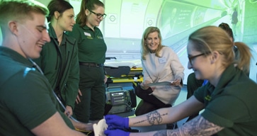 The Countess of Wessex meets with NHS paramedics 