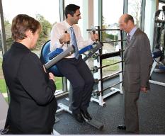 HRH The Duke of Kent explores the facilities of Egham Orbit 