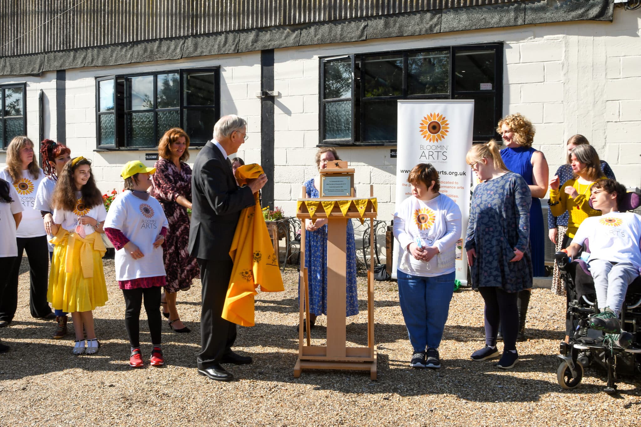 HRH The Duke of Gloucester visits Bloomin' Arts,in Lingfield, Godstone